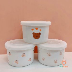 Hũ sứ chia vạch ml có nắp đậy Lion Baby