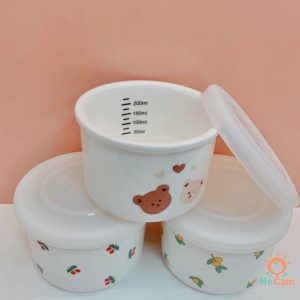Hũ sứ chia vạch ml có nắp đậy Lion Baby