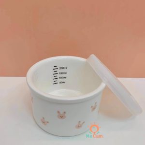 Hũ sứ chia vạch ml có nắp đậy Lion Baby