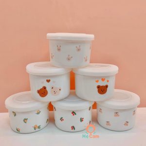 Hũ sứ chia vạch ml có nắp đậy Lion Baby
