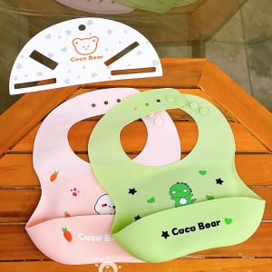 Yếm silicone Coco Bear dáng cong cho bé ăn dặm